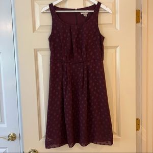 NWT Ann Taylor Loft Burgundy Polka Dot Embossed Sleeveless Sheath Dress Size 4